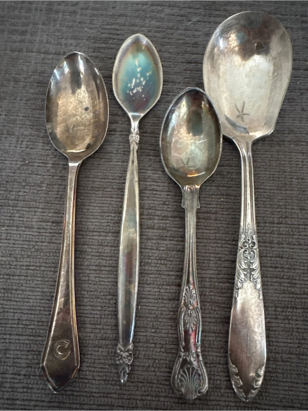 Vintage Silver Plated Spoons 4 pcs 1847 Rogers Bros, National Silver, Sheffield